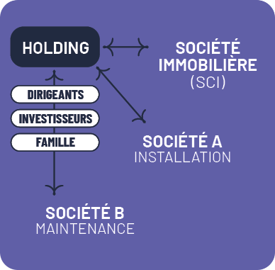 schema structure entreprise holding SCI investisseurs famille dirigeants