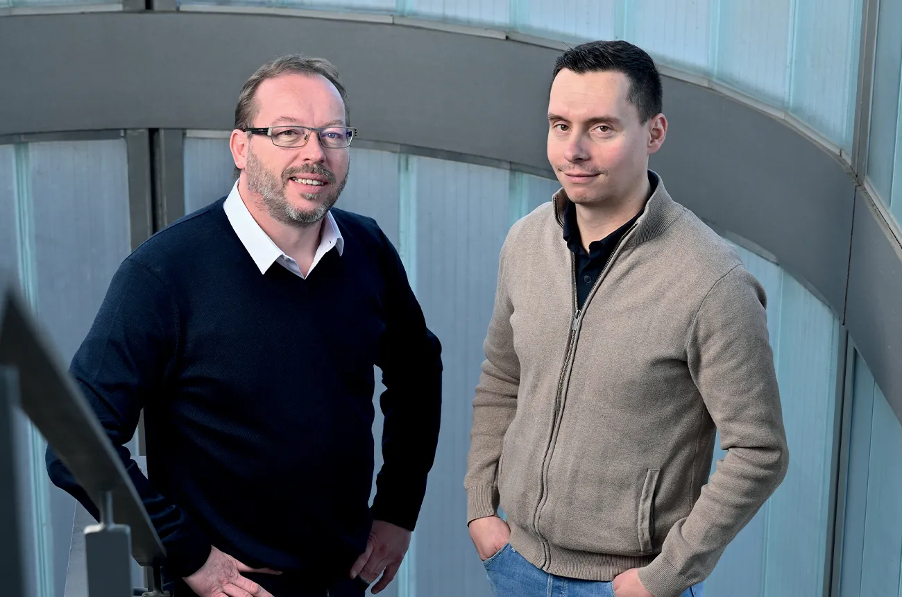 Portrait Didier Thonnet Valentin Masson dirigeants entreprise chauffage climatisation CROZE